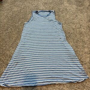 Time and Tru Women's Sleeveless Striped Dress Size L Blue White Stretch